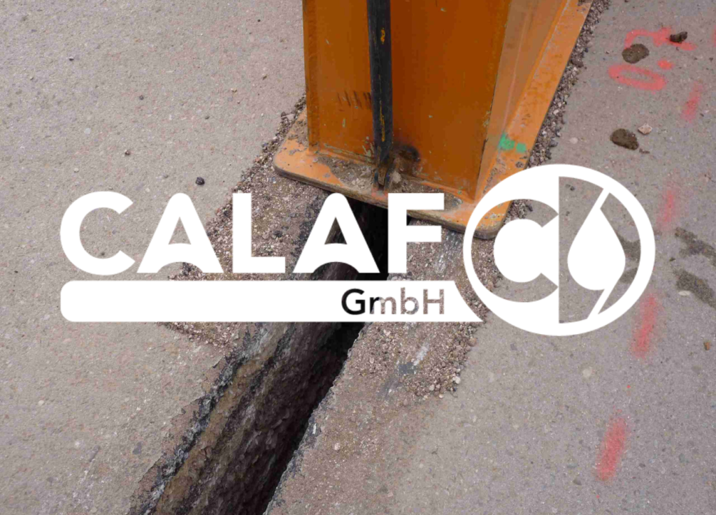 Logotip de Calaf Gmbh amb una micro rasa de fons